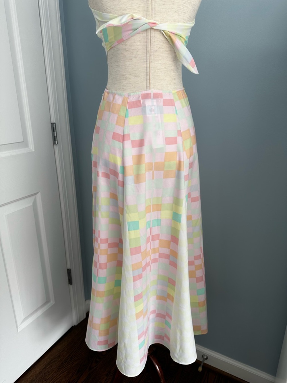 NWT Mara Hoffman Citrus Halter Maxi Dress Pink Orange Pastel Retro 80s Sz 4 - Picture 7 of 13